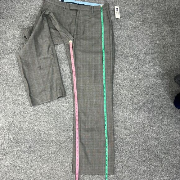 Gap Pants Mens 33 Grey Plaid Flat Front Straight Fit Mid Rise Cotton Dress * - Picture 7 of 14